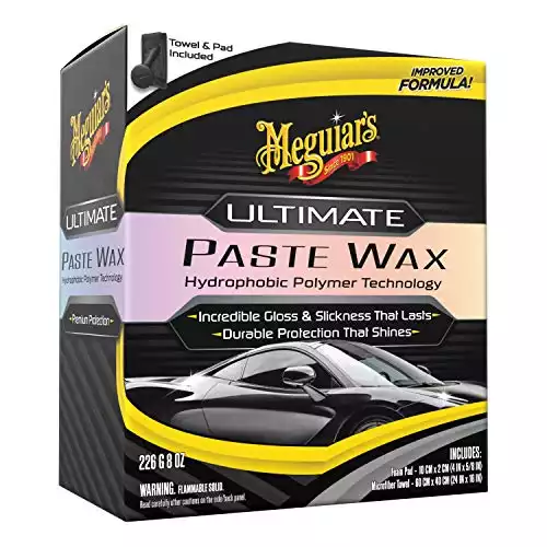 Meguiar's Ultimate Paste Wax, Durable Protection That Shines, Towel and Pad Included - 8 Oz Container