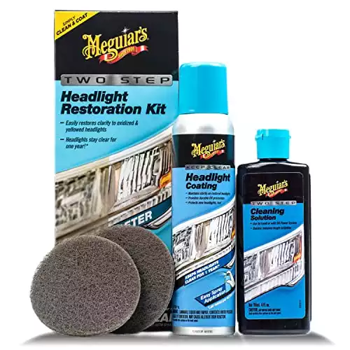 Meguiar's Two Step Headlight Restoration Kit, Car Detailing Supplies for Restoring and Protecting Clear Headlight Plastic, Father's Day Gift with Headlight Coating and Cleaning Solution