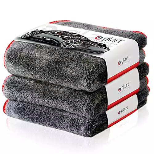 Glart 3 Super Absorbent Microfibre Thick Plush Cloths 40 x 40 cm, for Car Wash, Cleaning and Drying